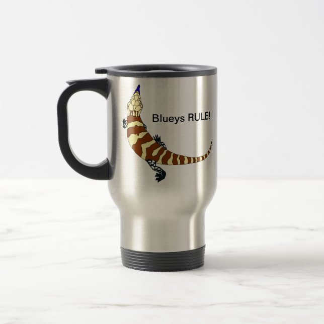 Blau aufgeleckte Skink Reise-Tasse Reisebecher (Links)
