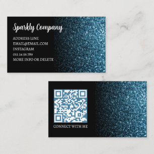 Blau-Baby-Imitate funkeln schwarz-eleganter QR-Cod Visitenkarte