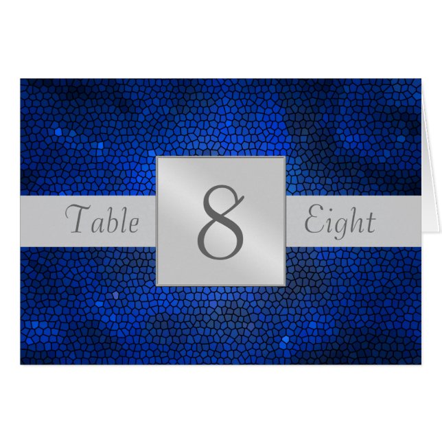 Blau-beflecktes Glas-Tischnummer gefaltete Karte (Vorderseite (Horizontal))