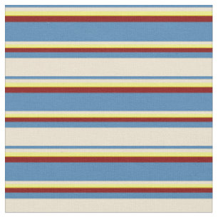 Blau, Beige, Gelb und Maronfarbene Streifen Stoff