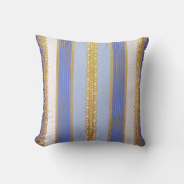 Blau, Beige, Goldstreifen-Kissen Kissen