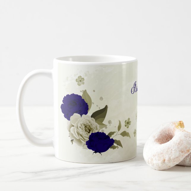 Blau-Beige Kaffeetasse (Mit Donut)