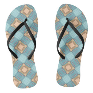 Blau-beige kariert flip flops
