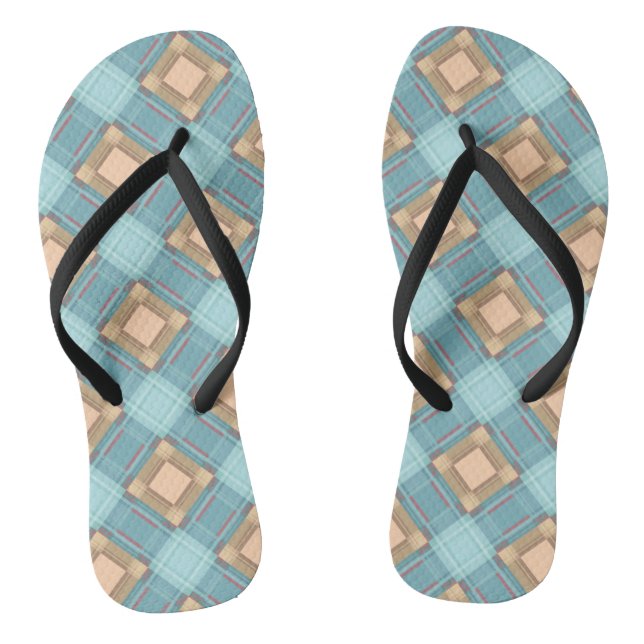 Blau-beige kariert flip flops (Fußbett)