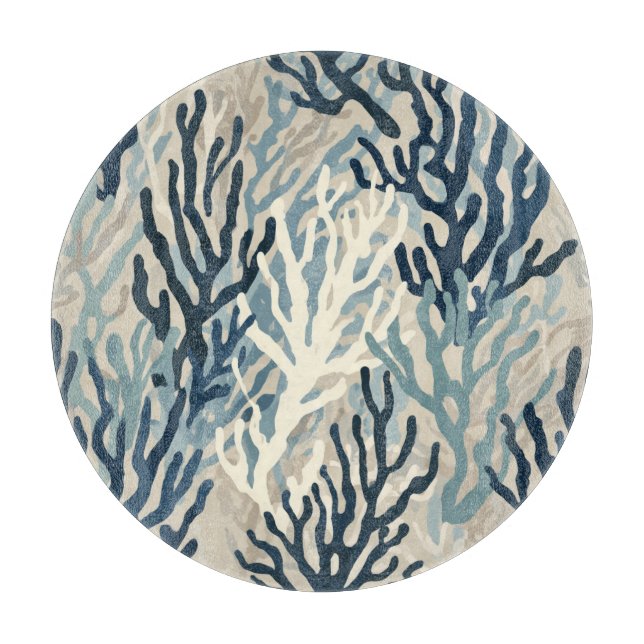 Blau Beige Koralle Schneidebrett (Vorderseite)