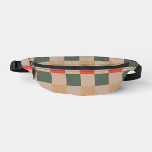 Blau Beige Orange Braun Kariert Gingham-Muster Bauchtasche