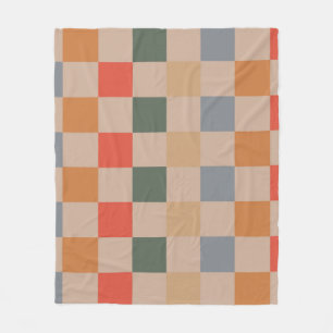 Blau Beige Orange Braun Kariert Gingham-Muster Fleecedecke