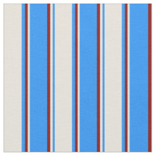 Blau, Beige und Maroon-Linien/Streifen-Muster Stoff