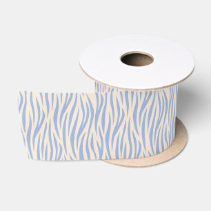 Blau & Beige Zebra Streifen Band – Stylisches Tier Satinband