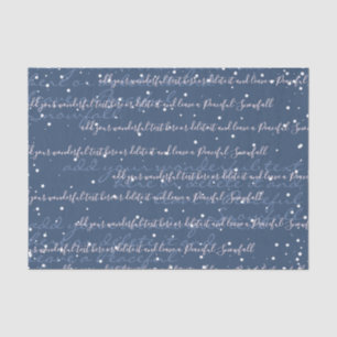 Blau Benutzerdefinierter Skripttext Elegante Wei Seidenpapier