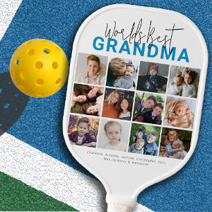 Blau beste Oma der Welt Fotocollage Pickleball Schläger