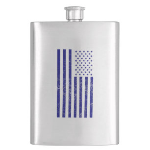 Blau beunruhigte amerikanische Flagge Flachmann