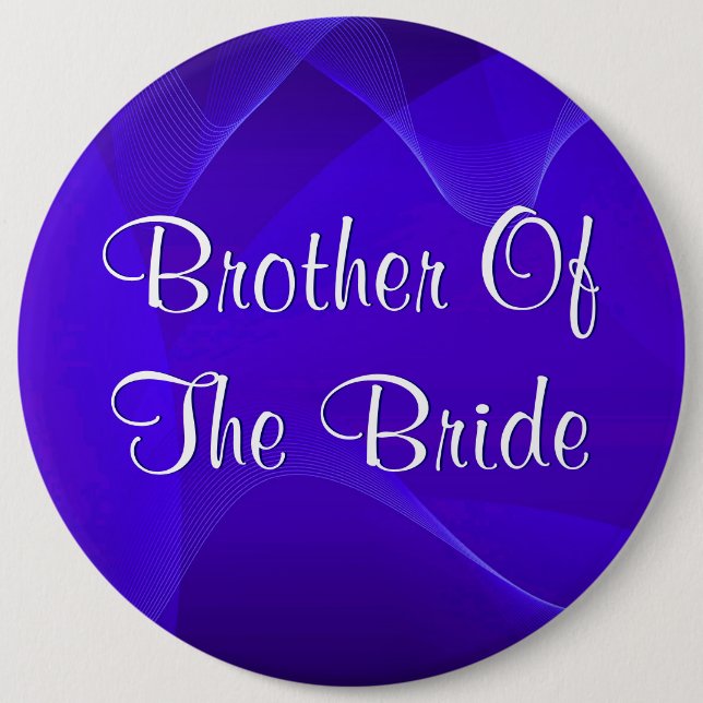 Blau bewegt Bruder der Braut wellenartig Button (Vorderseite)