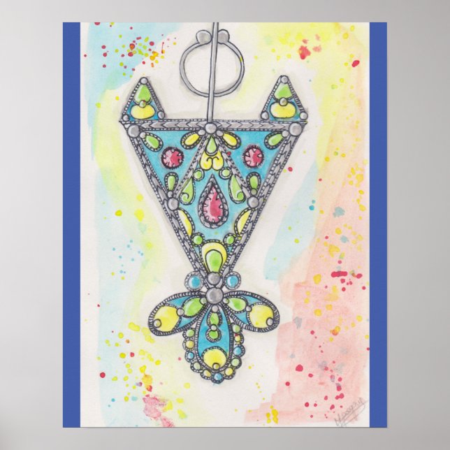Blau-Bijou-Kabylwasserposter Poster (Vorne)