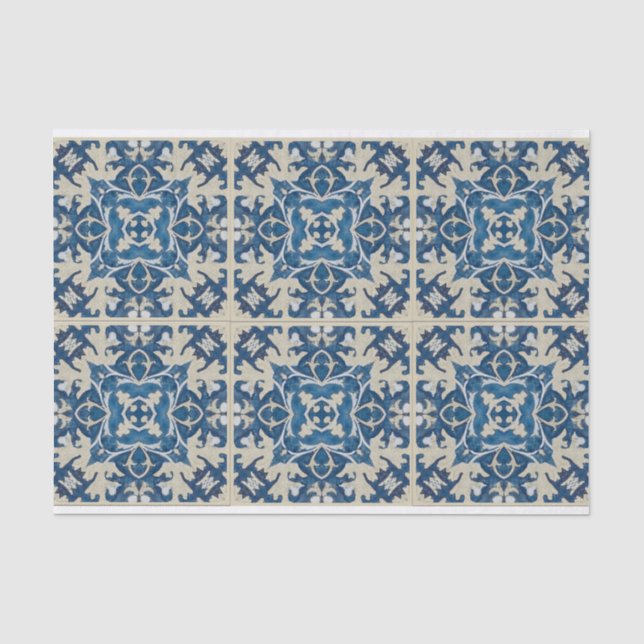 Blau bis 6 x 6 Fliesendesign Decodilatationspapier Seidenpapier (Vorderseite)
