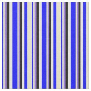 Blau, blassgoldene Streifen, Lila, schwarz und wei Stoff