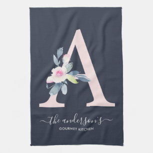 BLAU-BLAU-NAVY-FLUSSALPHABETS LETTER A GESCHIRRTUCH
