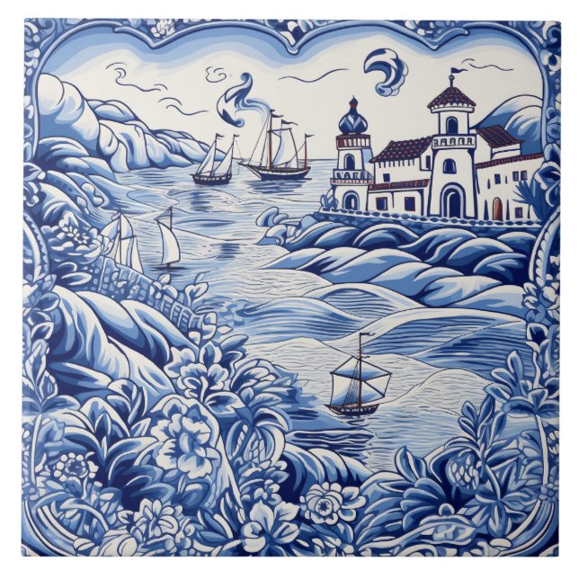 Blau-blaue Liebhaber des Mittelmeers Fliese (Vorderseite)