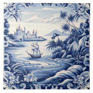 Blau-blaue Liebhaber des Mittelmeers Fliese
