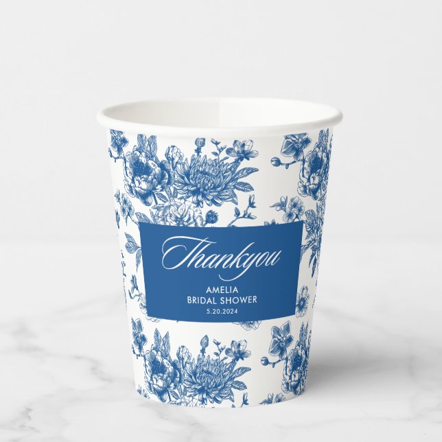 Blau-blaues Brautparty Pappbecher (Links)