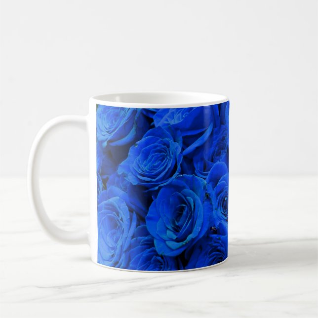 Blau blühende Blumen blauer Rose Kaffeetasse (Links)
