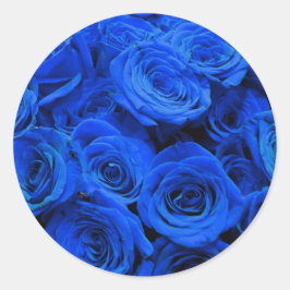 Blau blühende Blumen blauer Rose Runder Aufkleber