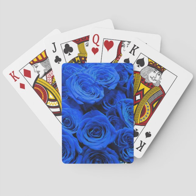Blau blühende Blumen blauer Rose Spielkarten (Rückseite)