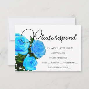 Blau blühende Rose mit Blumen RSVP Karte
