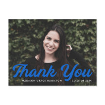 Blau | Bold Script Foto Abschluss Vielen Dank