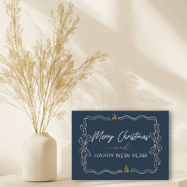 Blau: Bow & Trees Doodles - Faltkarte Karte