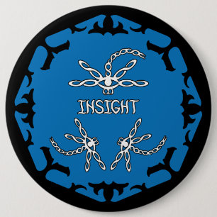 Blau, Brauen-3. Auge Chakra "Einblick-" Libellen Button