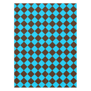 Blau Braun Diamant Schachbrettmuster Tischdecke