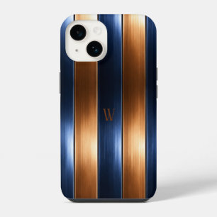 Blau & Braun gestreift  iPhone 14 Hülle