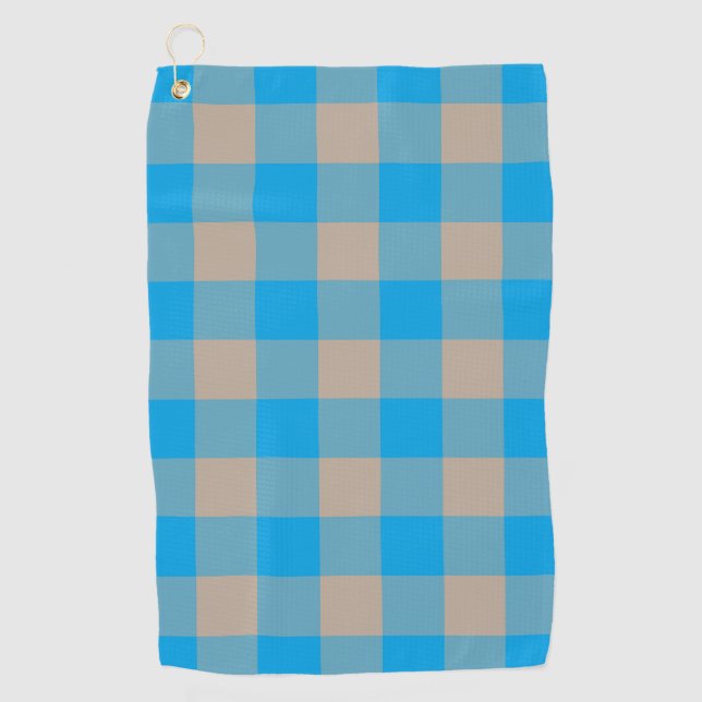 Blau Braun Karomuster Golfhandtuch (Vorderseite)