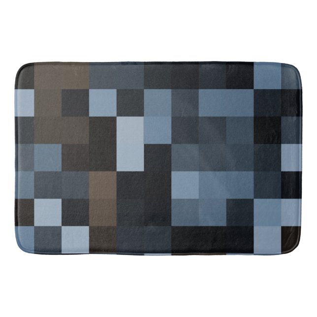 blau, braun, Stoff, Textilien, Design, kariert, Badematte (Vorderseite)