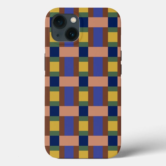 Blau-braun-Tan-Gelb-Farbblock drucken Case-Mate iPhone Hülle (Rückseite)
