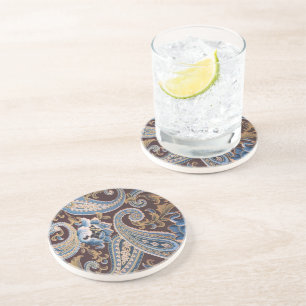 Blau Braun Vintage Paisley Neu Getränkeuntersetzer