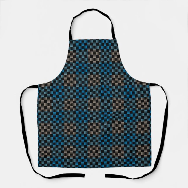 Blau Braun Webmuster Schürze (Vorderseite)