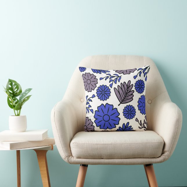 Blau-braune Blume Kissen (Stuhl )