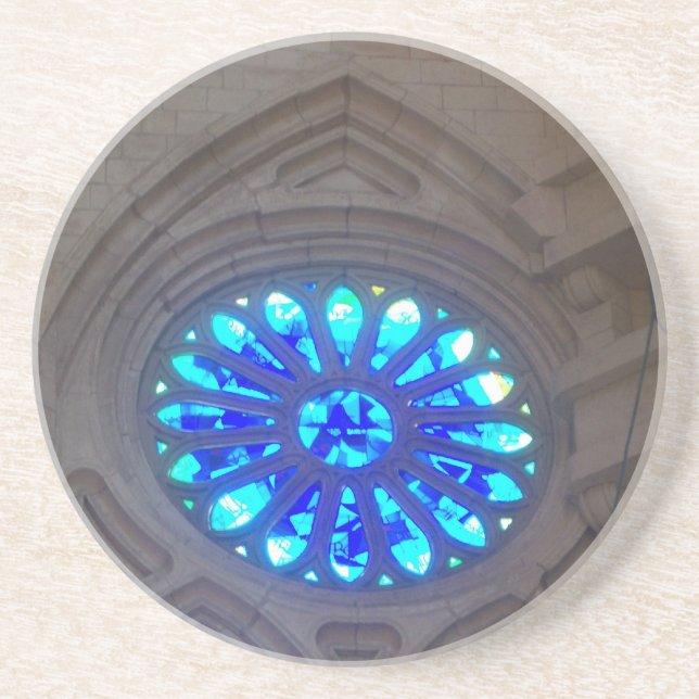 Blau-Buntglas Sagrada Familia Getränkeuntersetzer (Vorne)