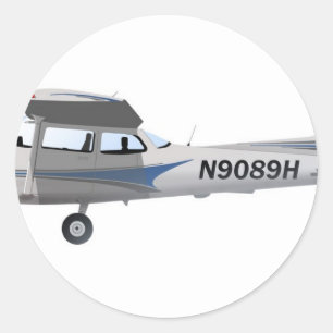 Blau Cessnas 172 Skyhawk Runder Aufkleber