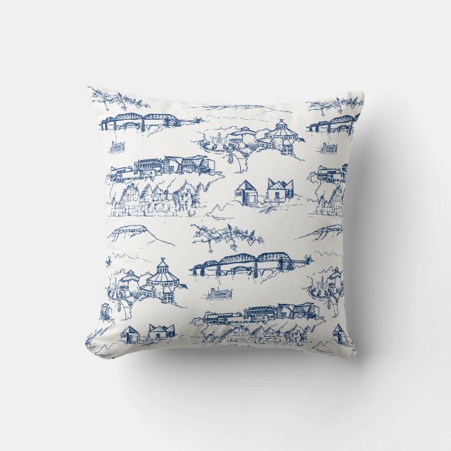 Blau Chattanoogas Toile Kissen (Vorderseite)