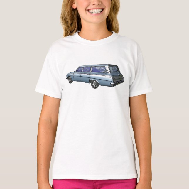 Blau-Chevrolet-Kombiwagen 1962 T-Shirt (Vorderseite)