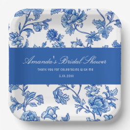 Blau-Chinoiserie-Brautparty Pappteller