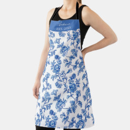 Blau-Chinoiserie-Individuelle Name Schürze