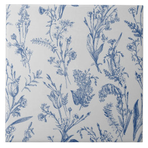 Blau Chinoiserie Vintag Fliese