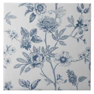 Blau Chinoiserie Vintag Fliese