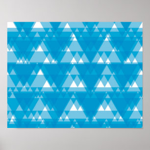 Blau, cool, modern, trendig überlagerte Dreiecke Poster