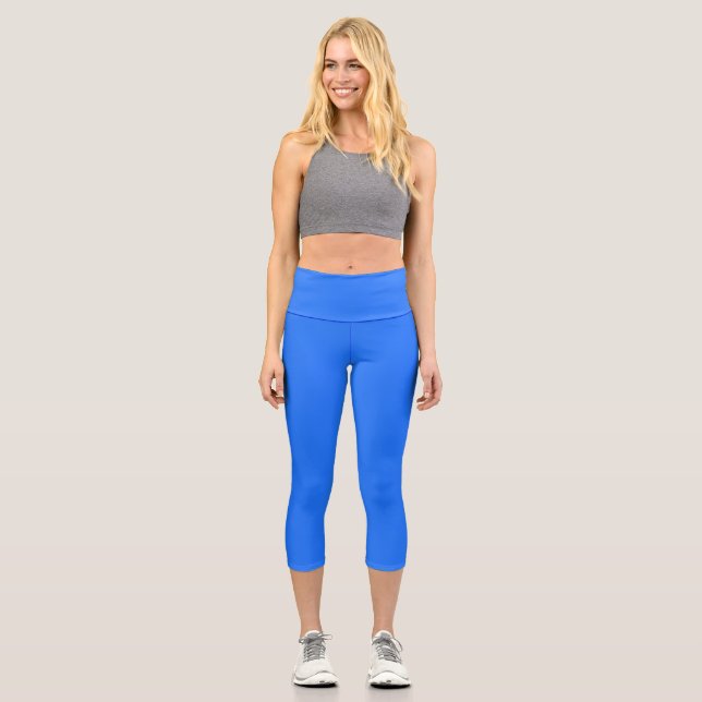 Blau (Crayola) (Vollfarbe) Capri Leggings (Vorderseite)
