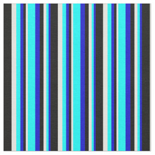 Blau, Cyan, hellgelb und schwarz farbiges Muster Stoff